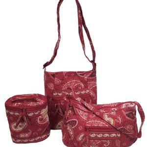 Vera Bradley MESA RED – Set of 3 Pieces (Red, White & Black accent)